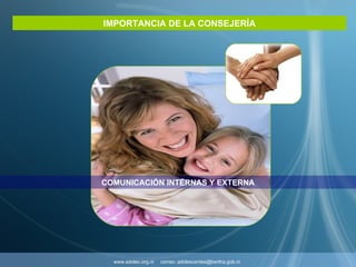 IMPORTANCIA DE LA CONSEJERÍA www.adolec.org.ni  correo: adolescentes@bertha.gob.ni   COMUNICACIÓN INTERNAS Y EXTERNA 