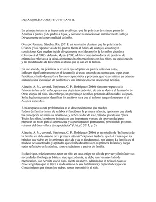 Importancia de la parentalidad para el desarrollo cognitivo infantil | PDF