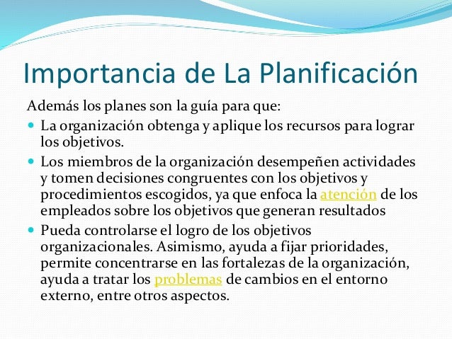 Importancia de la planificación