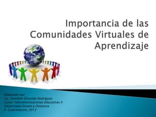 Elaborado por:
Lic. Yamileth Elizondo Rodríguez
Curso Telecomunicaciones Educativas II
Universidad Estatal a Distancia
II Cuatrimestre, 2013
 
