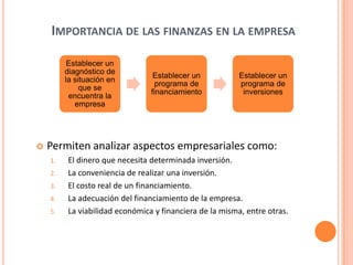 Importancia de las finanzas en la empresa | PPTX