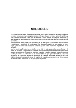 Importancia de las herramientas financieras en las pequeñas empresas | DOCX