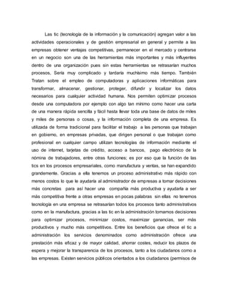 Importancia de las tic en la administracion | PDF