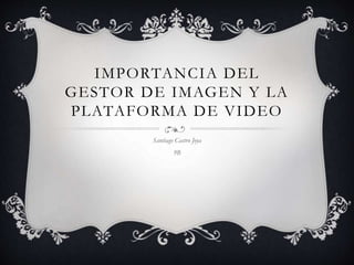IMPORTANCIA DEL 
GESTOR DE IMAGEN Y LA 
PLATAFORMA DE VIDEO 
Santiago Castro Joya 
9B 
 