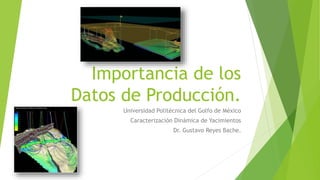 Importancia de los
Datos de Producción.
Universidad Politécnica del Golfo de México
Caracterización Dinámica de Yacimientos
Dr. Gustavo Reyes Bache.
 