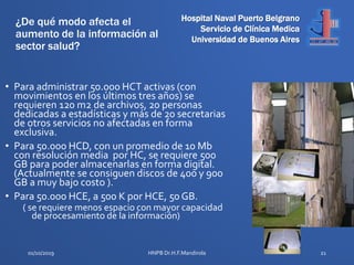 Hospital Naval Puerto Belgrano
Servicio de Clínica Medica
Universidad de Buenos Aires
01/10/2019 HNPB Dr.H.F.Mandirola 21
...