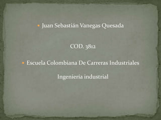  Juan Sebastián Vanegas Quesada



                  COD. 3812

 Escuela Colombiana De Carreras Industriales

             Ingeniería industrial
 