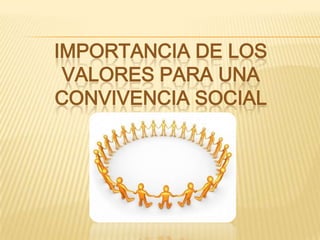 IMPORTANCIA DE LOS
 VALORES PARA UNA
CONVIVENCIA SOCIAL
 