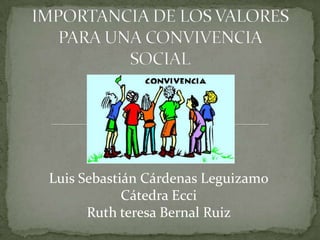 Luis Sebastián Cárdenas Leguizamo
            Cátedra Ecci
      Ruth teresa Bernal Ruiz
 