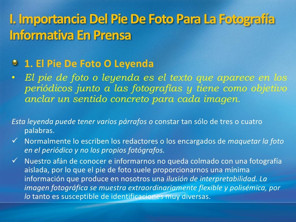 Importancia del pie de foto