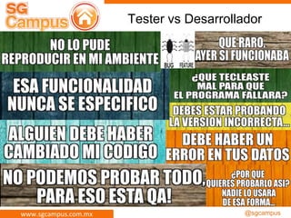www.sgcampus.com.mx @sgcampus
Tester vs Desarrollador
 