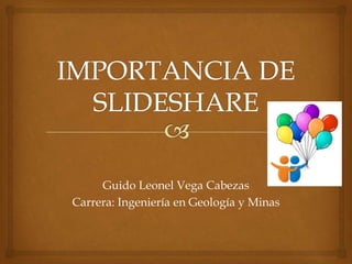 Guido Leonel Vega Cabezas
Carrera: Ingeniería en Geología y Minas

 