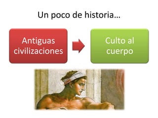 Un poco de historia…
Antiguas
civilizaciones
Culto al
cuerpo
 