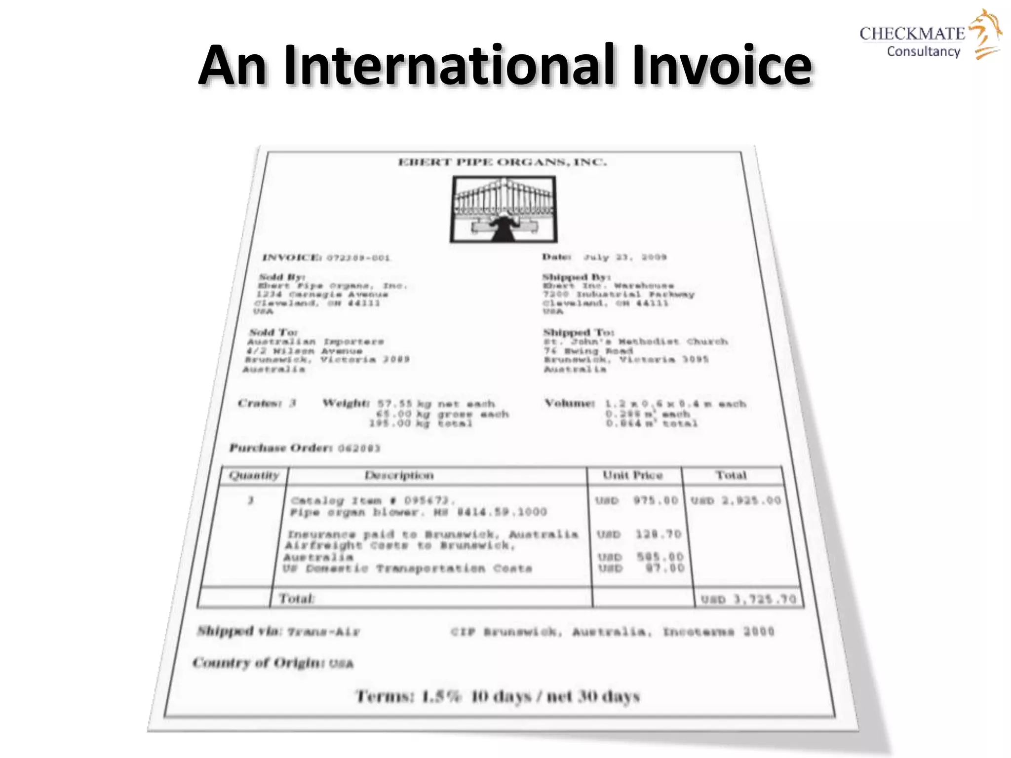An International Invoice
 