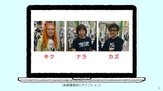 51
左から順にキク／
ナラ／カズ
 