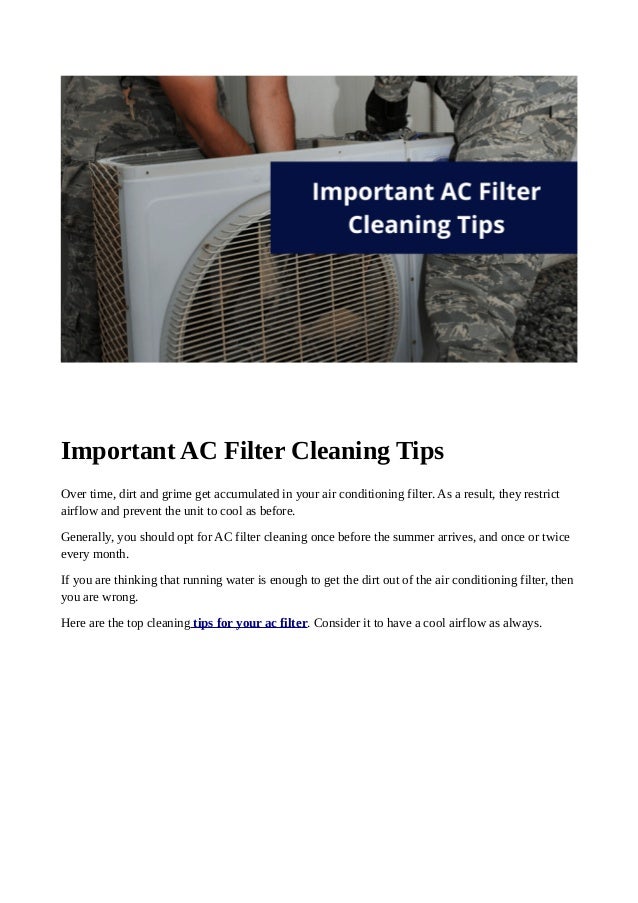 Important ac filter cleaning tips