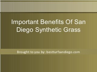 Brought to you by: bestturfsandiego.com
Important Benefits Of San
Diego Synthetic Grass
 