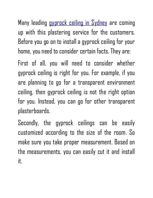 Important Facts About Gyprock Ceiling