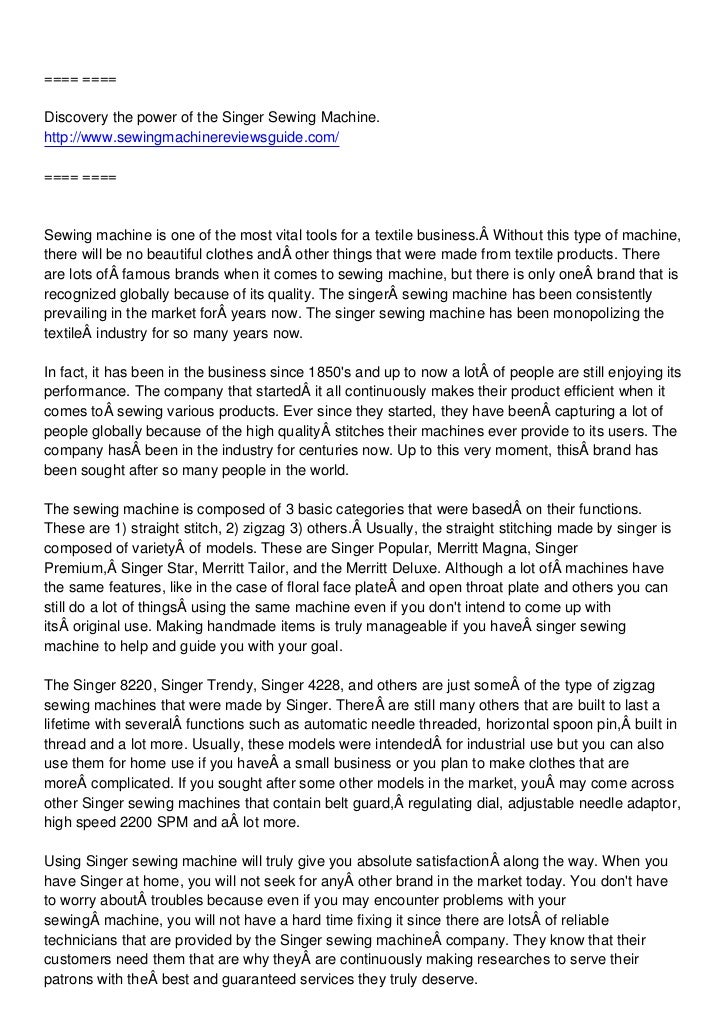 Facts About Singer Sewing Machines