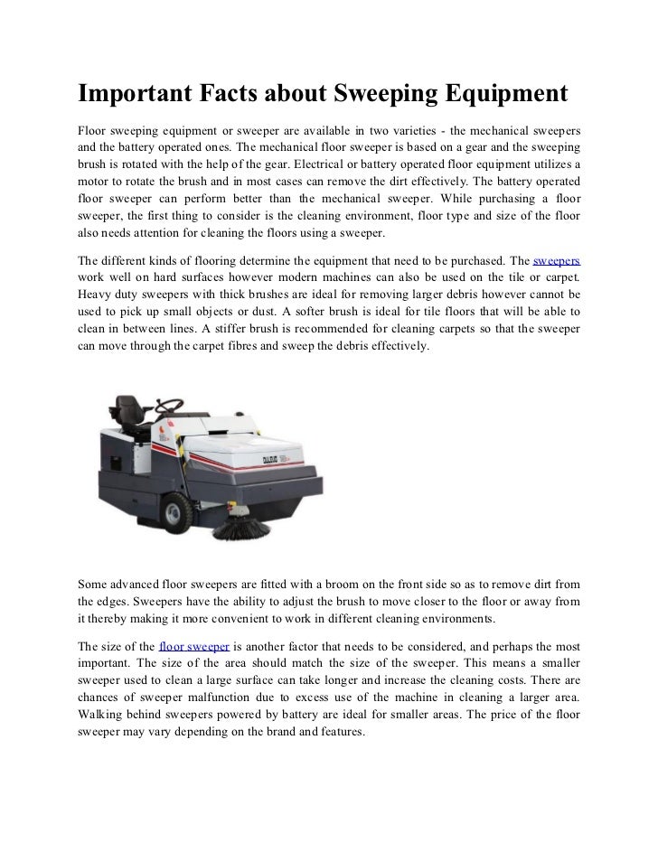 Important facts about sweeping equipment