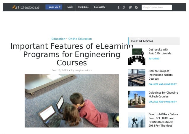 Important Features Of E Learning Programs For Engineering Courses