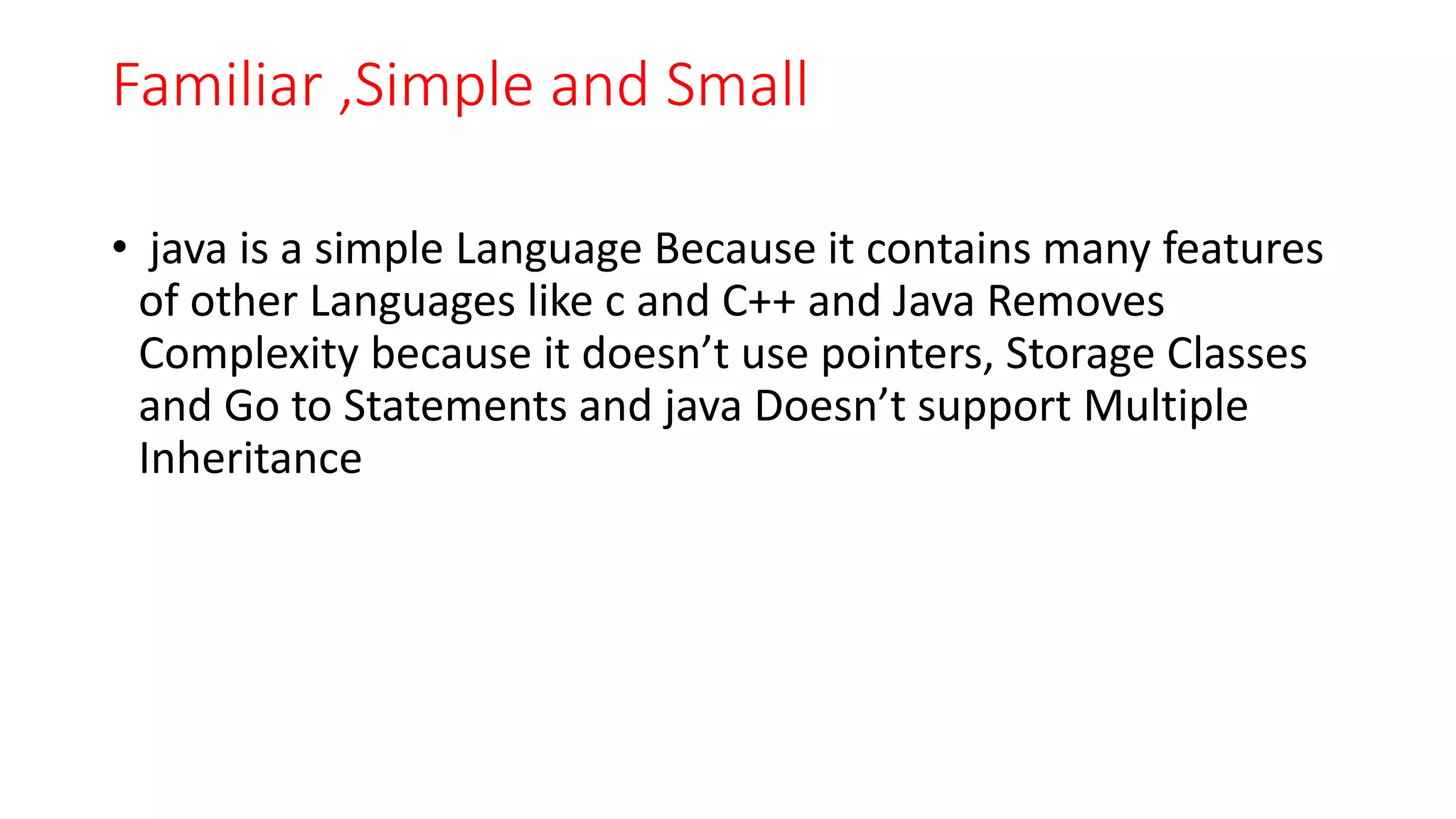 Important features of java ppt