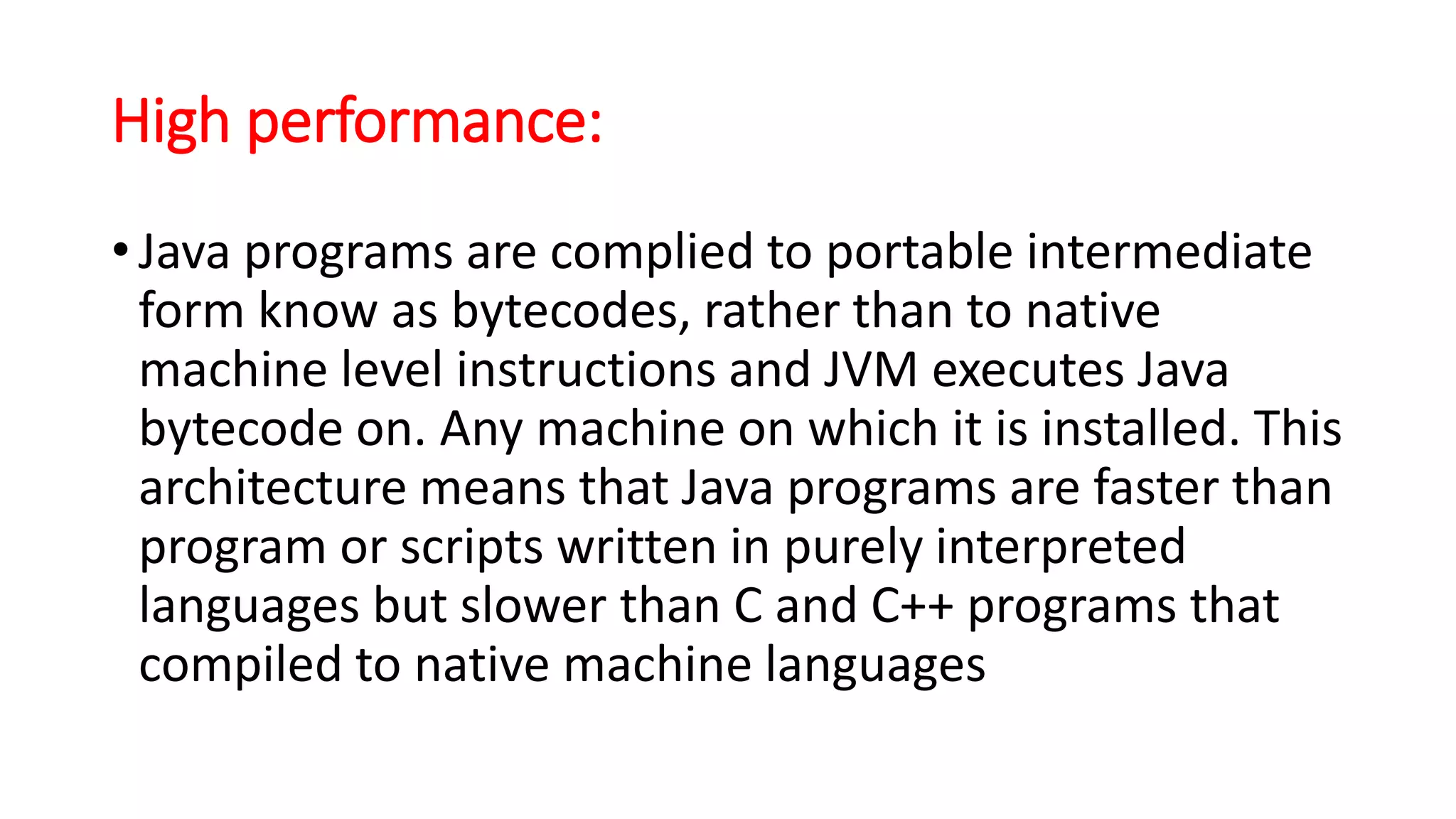 Important features of java | PPTX | Computing | Technology & Computing