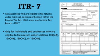 Itr 7 Form.pdf IMPORTANT FORMS UNDER INCOME TAX | PDF