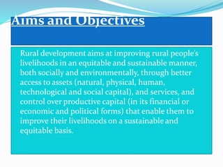 Objectives Of Rural Development Important issues in rural development | PPTX