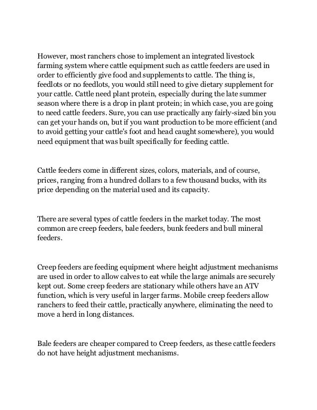 Important List Of Required Cattle Feeders For Different Purposes