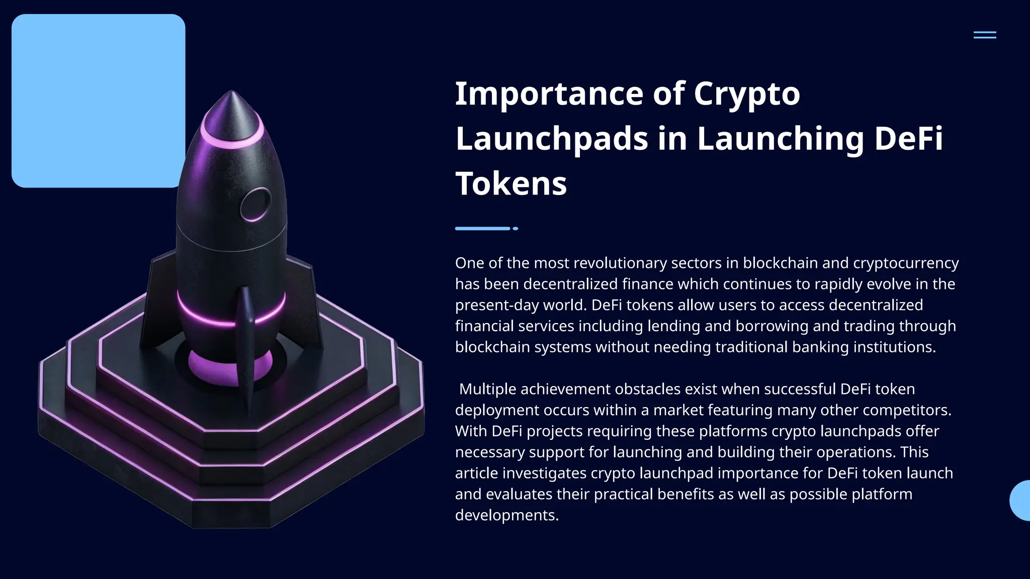 Important of Crypto Launchpad in Launching a DeFi Tokens | PPTX