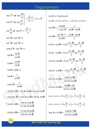 Reference Important Formulas Important Formulas PDF for Physics | Mathematics- StudMonk | PDF
