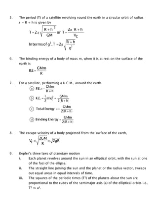 Important points on Gravitation for JEE Main 2015 | PDF