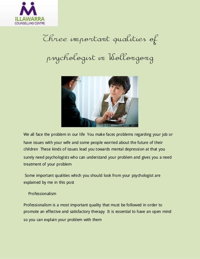 Important qualities of psychologist in wollongong