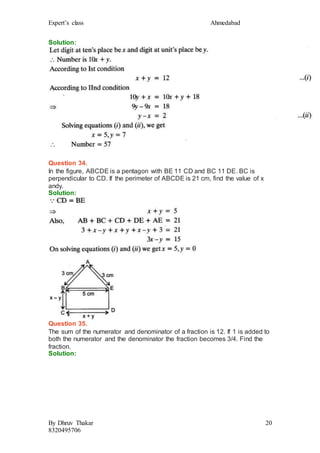Important questions for class 10 maths chapter 3 pair of linear ...