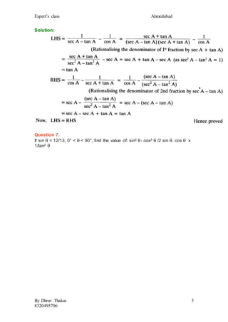 Important questions for class 10 maths chapter 8 introduction to ...