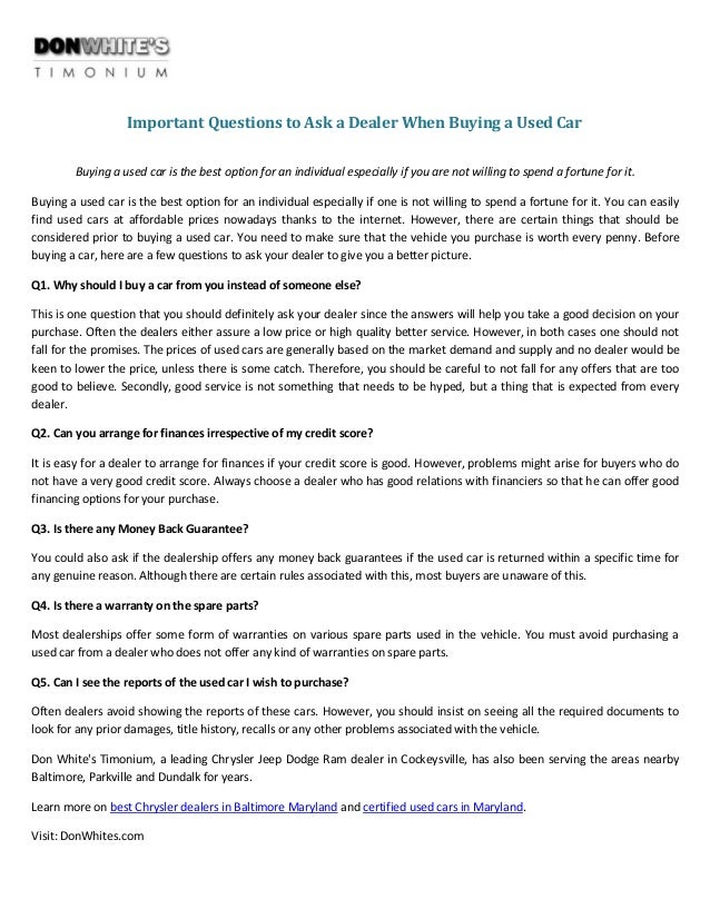 Essay on buying a new car