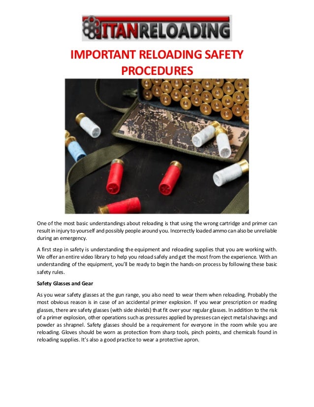 Important reloading safety procedures
