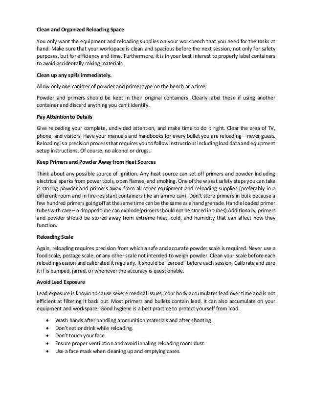 Important reloading safety procedures