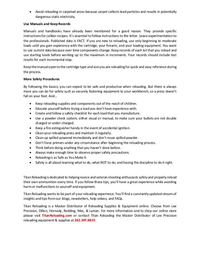 Important reloading safety procedures