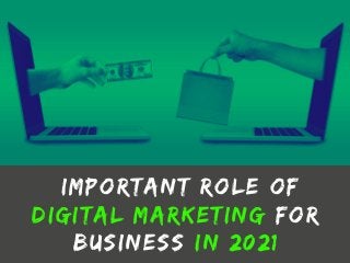 IMPORTANT ROLE OF
DIGITAL MARKETING FOR
BUSINESS IN 2021
 