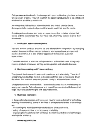 Important Roles and Responsibilities of an Entrepreneur | PDF