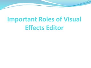 Important Roles of Visual
Effects Editor
 