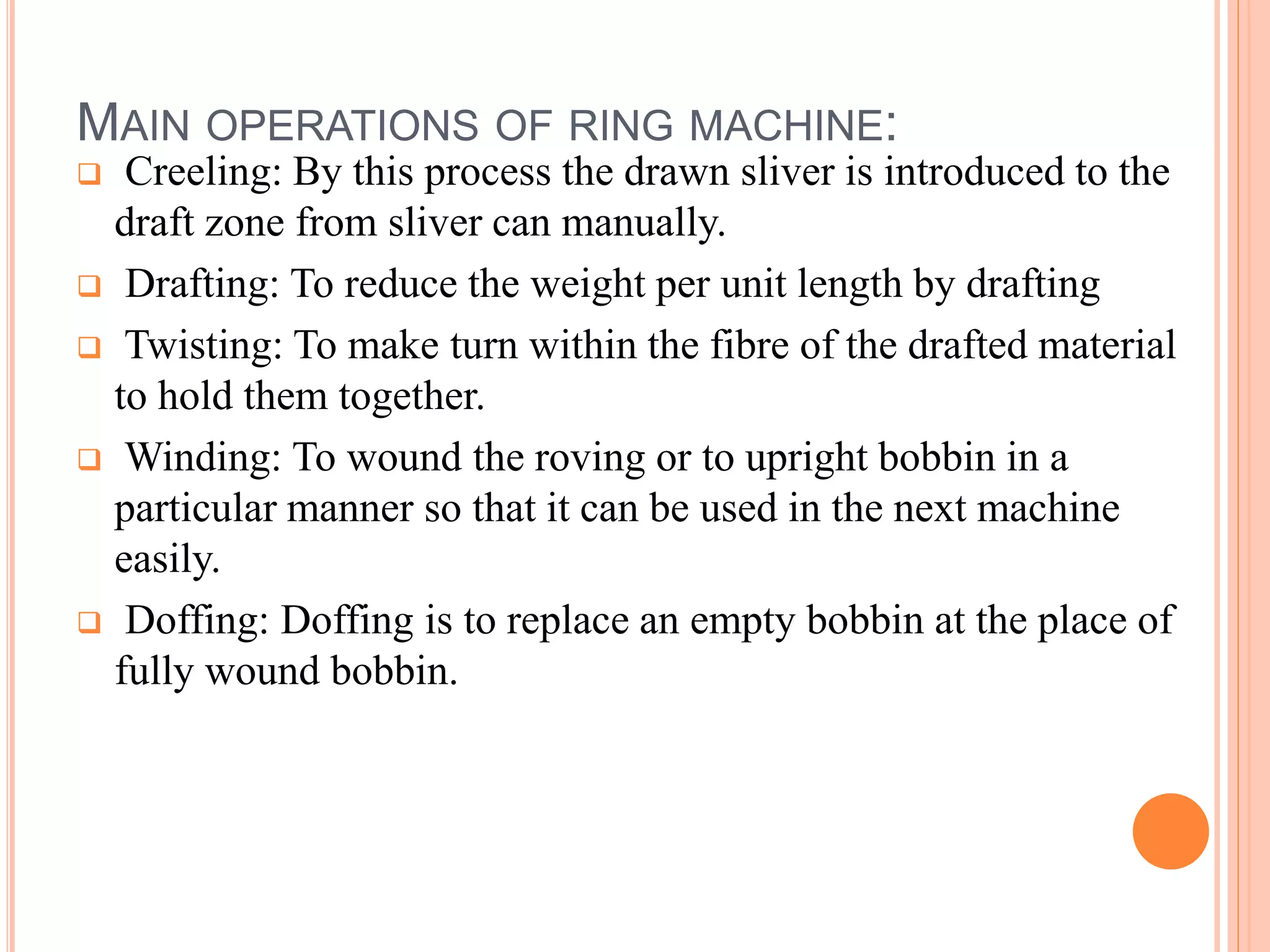 Important parts on ring frame | PPTX