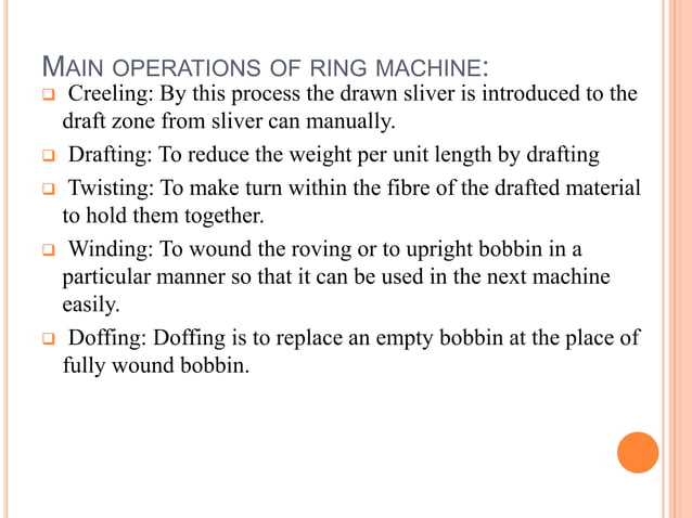 Important parts on ring frame | PPTX