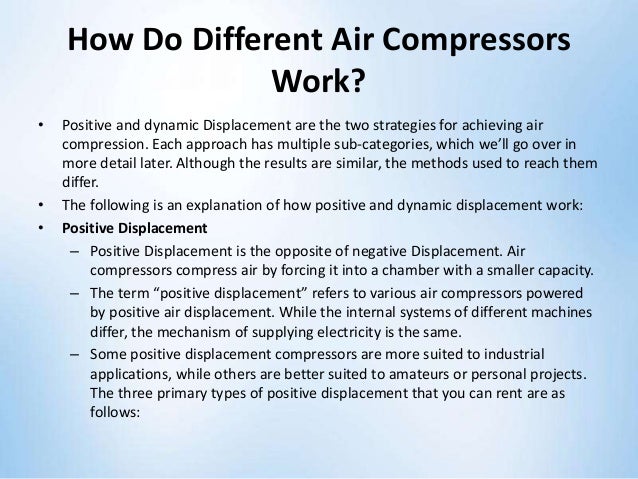 Explanation of how positive and dynamic displacement Air Compressor ...