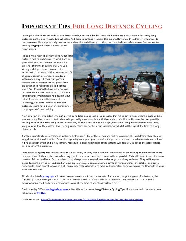Important tips for long distance cycling