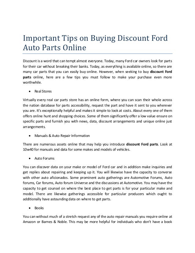Important tips on buying discount ford auto parts online