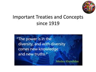 Important Treaties and Concepts
since 1919
 