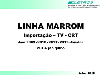 julho / 2013
LINHA MARROM
Importação – TV - CRT
Ano 2009x2010x2011x2012-Jan/dez
2013- jan /julho
 